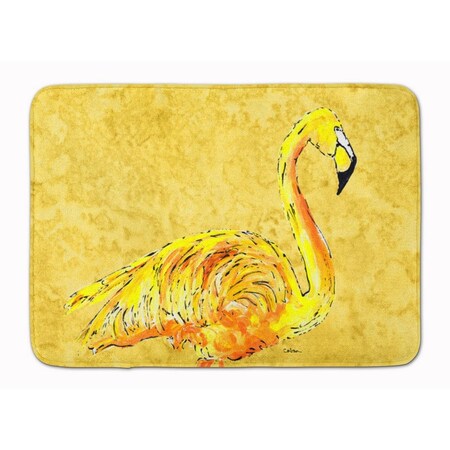 Carolines Treasures Flamingo on Yellow Machine Washable Memory Foam Mat 8872RUG
